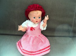 13''  CUTE ALL COMPO 1940S BLONDE BABY DOLL, DRESS, HAT 942